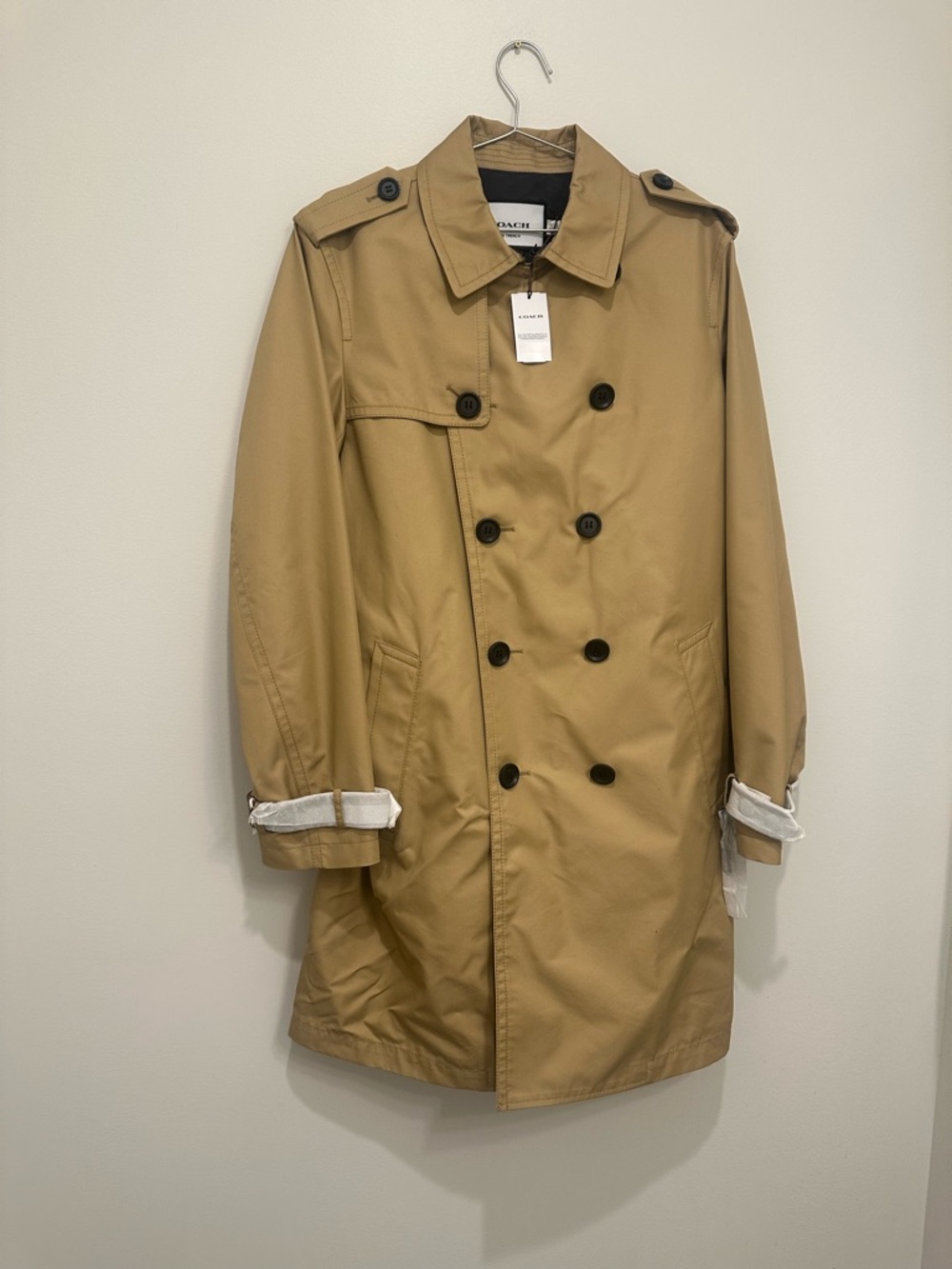 Coach Men’s Khaki Double-Breasted Trench Coat